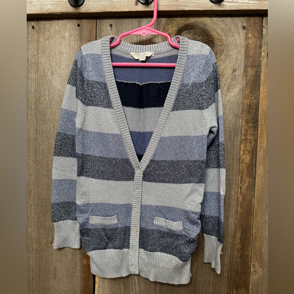 2011 77kids by American Eagle Glitter Cardigan with Pockets in Blue Size XS 5 6